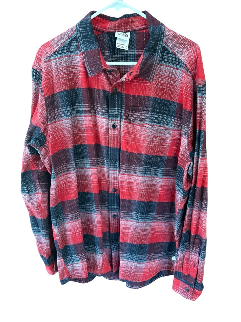 The North Face Flannel Heavyweight Red Black Plaid 100% Cotton Shirt Size XL